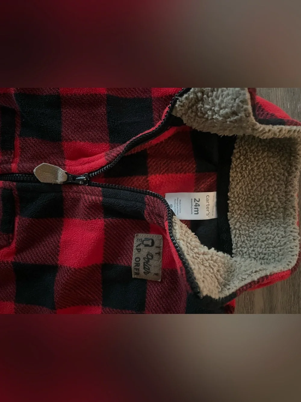 Carter's Red and Black Buffalo Plaid Sherpa-Lined Vest